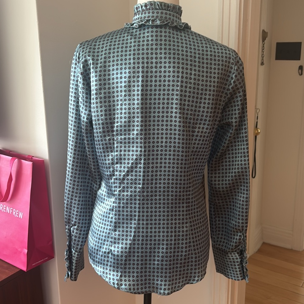 Satin Ruffled Button Down Blouse/Top - Picture 5 of 11